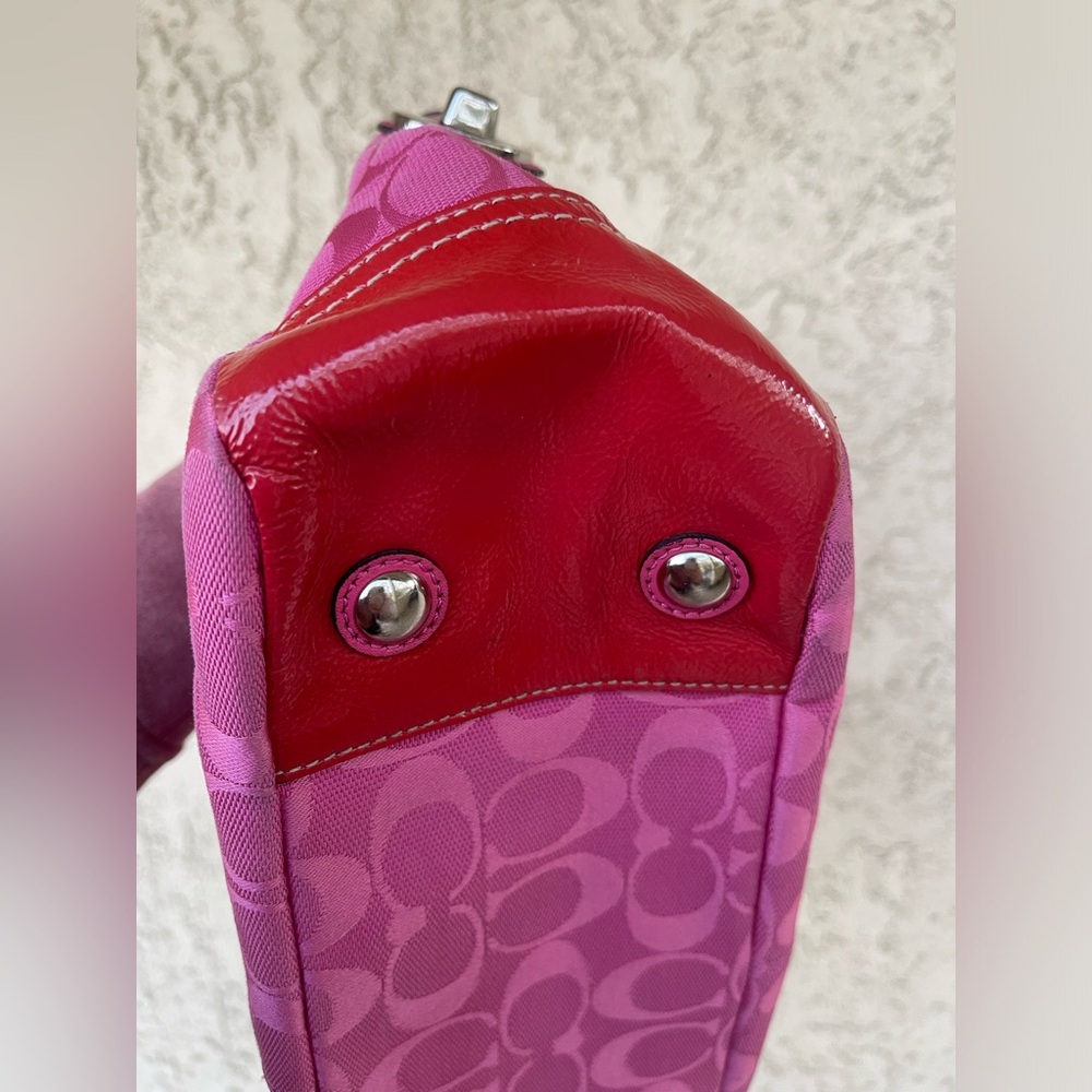 Coach Fuchsia Signature Shoulder Bag - Picture 7 of 16